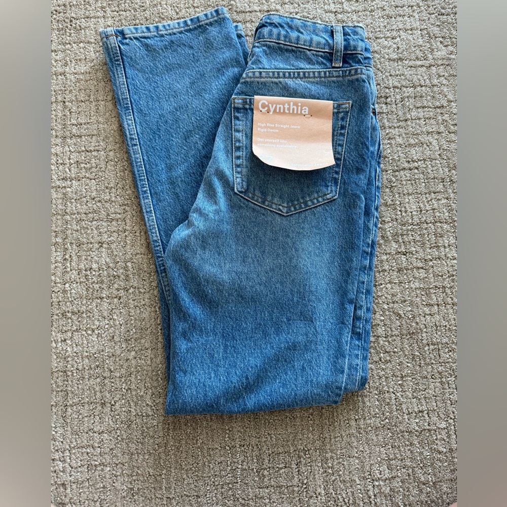 NWT Reformation Cynthia High Rise Straight Jeans Rigid Denim Size 23-24
